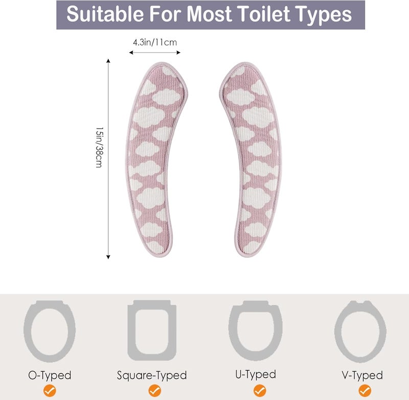 Iensen Thick and Warm Toilet Seat Cover – Washable, Reusable Cushion with TPR Adhesive & Cloud Pattern for Extra Comfort & Insulation (Pink) - Image 2